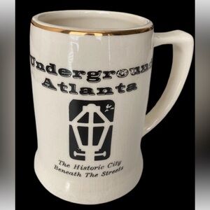 UNDERGROUND ATLANTA VTG STEIN TANKARD MUG COFFEE BEER HISTORIC GOLD TRIM